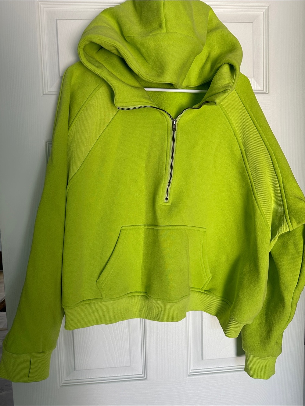 Pink Lily Neon Lime Half-Zip Cowl Hoodie
